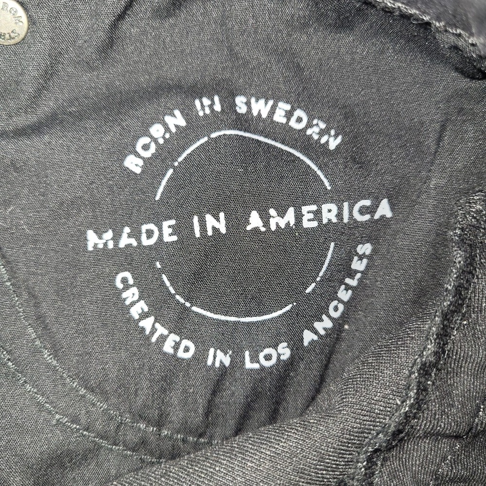 Strom Tio Black Skinny Jeans Womens Size 26 Made in USA Extra Long‎ Cuff Detail - Picture 7 of 13